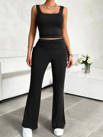 Devine Square Neck Tank and Drawstring Pants Set - Street’s Boutique