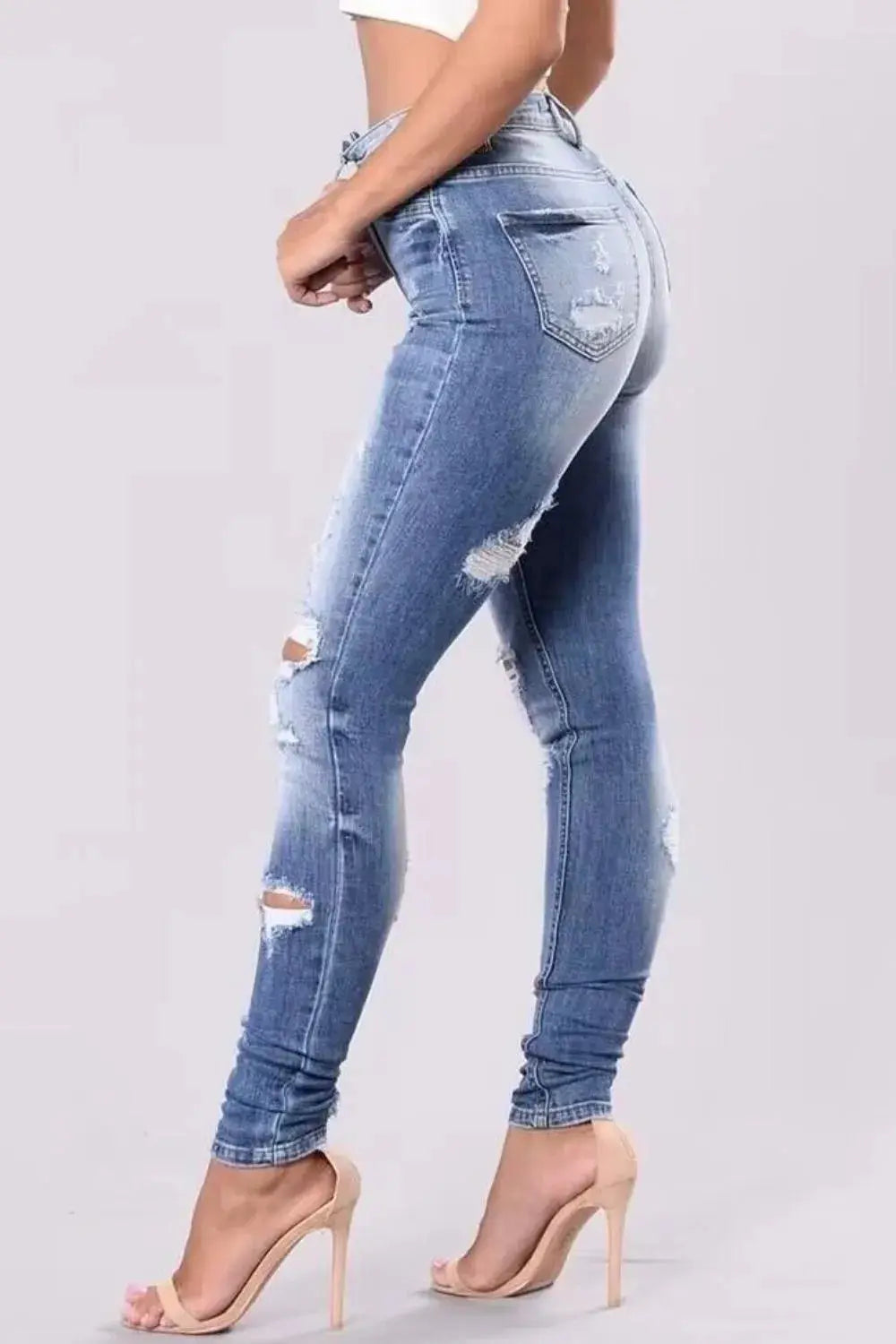 Full Size Distressed Skinny Jeans Plus Size - Street’s Boutique