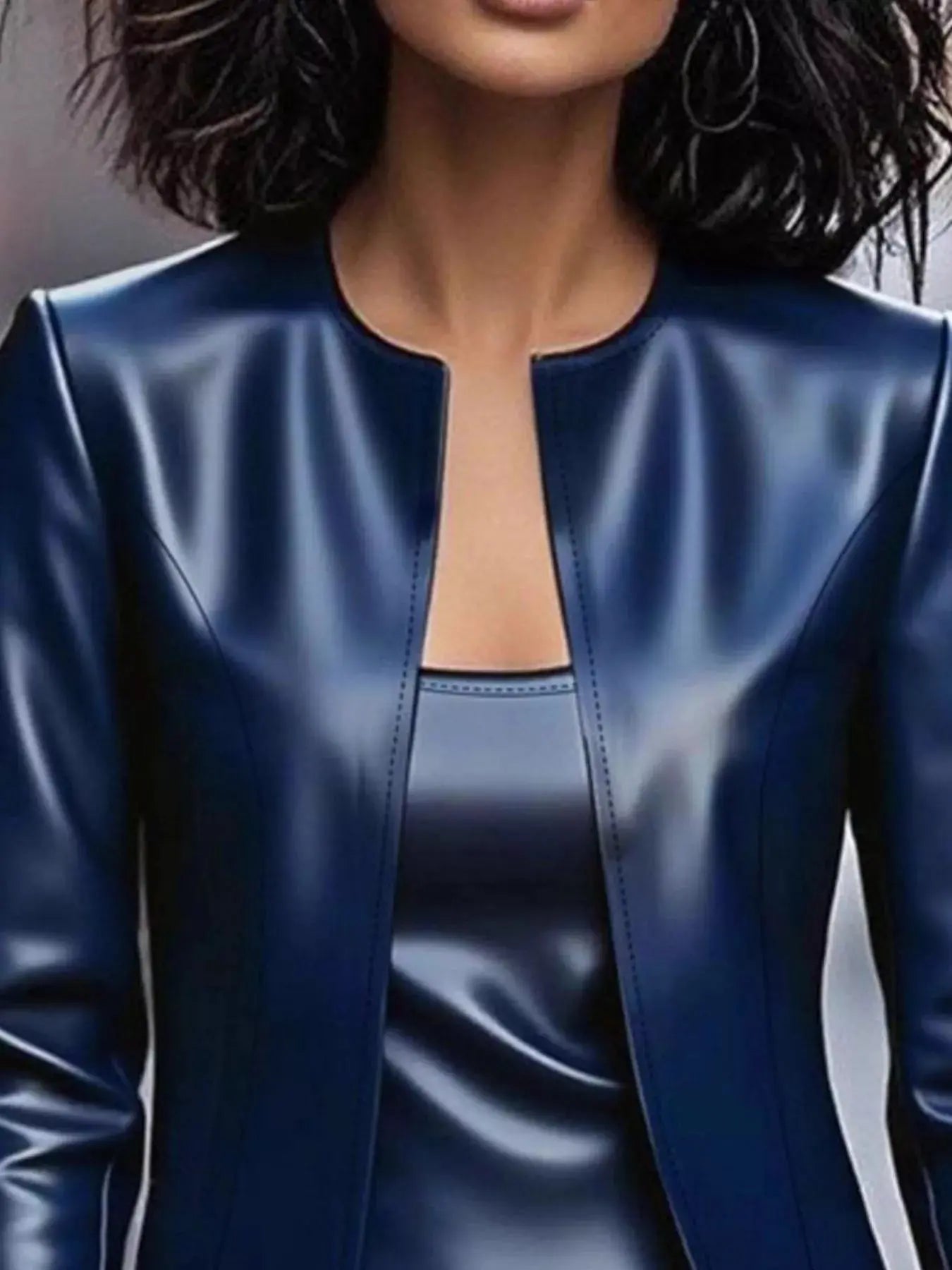 Open Front Leather Jacket & Dress Set - Street’s Boutique