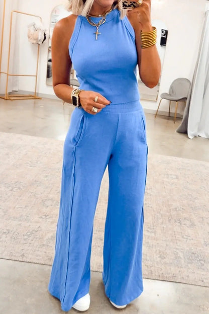 Slim Ribbed Tank Top and Sweatpants Set - Street’s Boutique