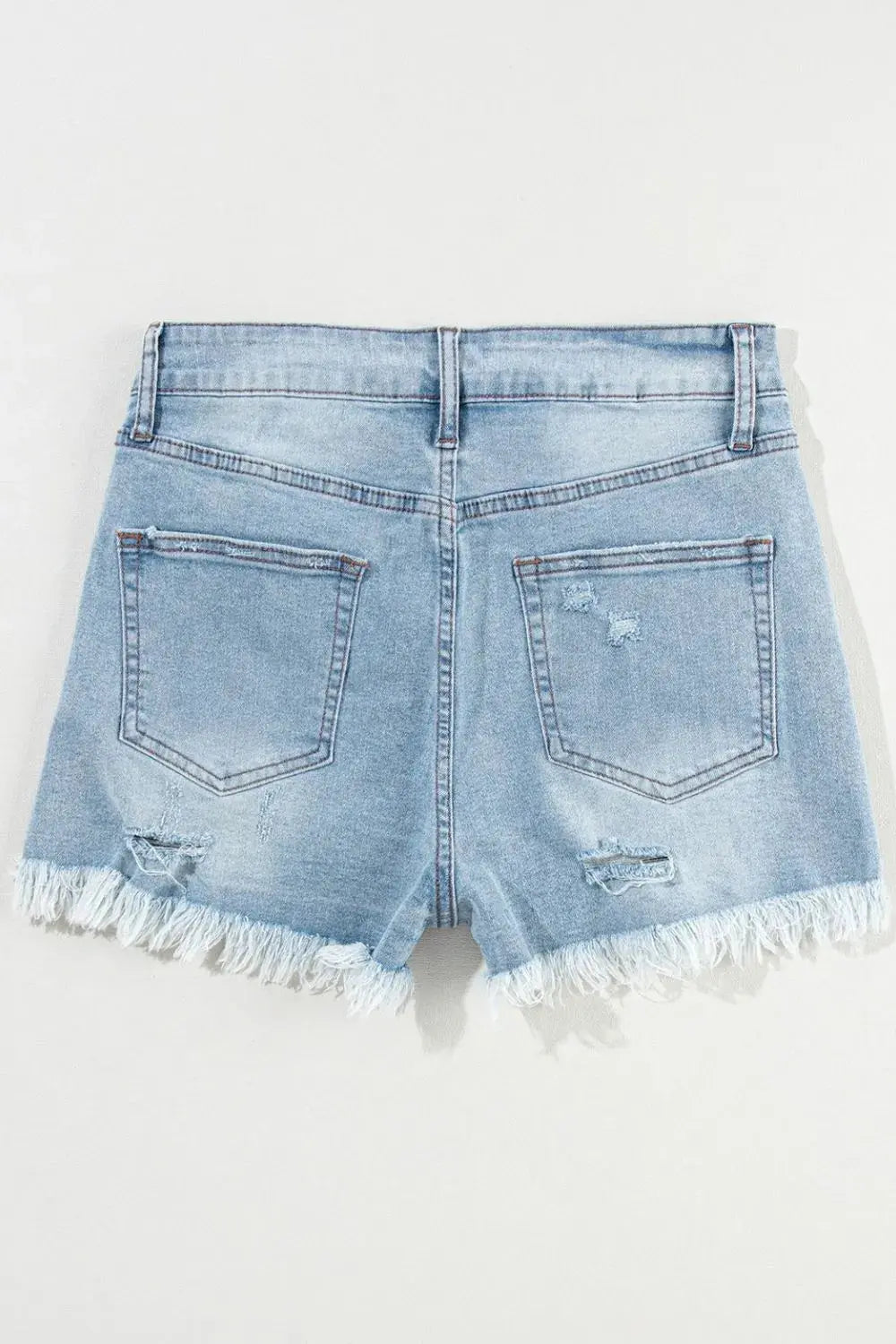 Distressed Raw Hem High Waist Denim Shorts - Street’s Boutique