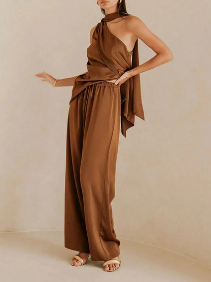 Single Shoulder Top and Pants Set - Street’s Boutique