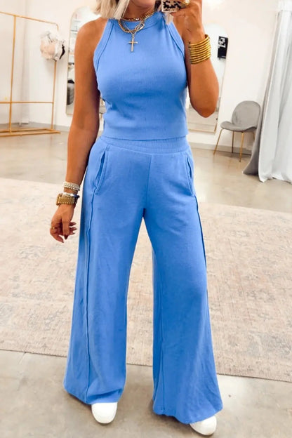 Slim Ribbed Tank Top and Sweatpants Set - Street’s Boutique