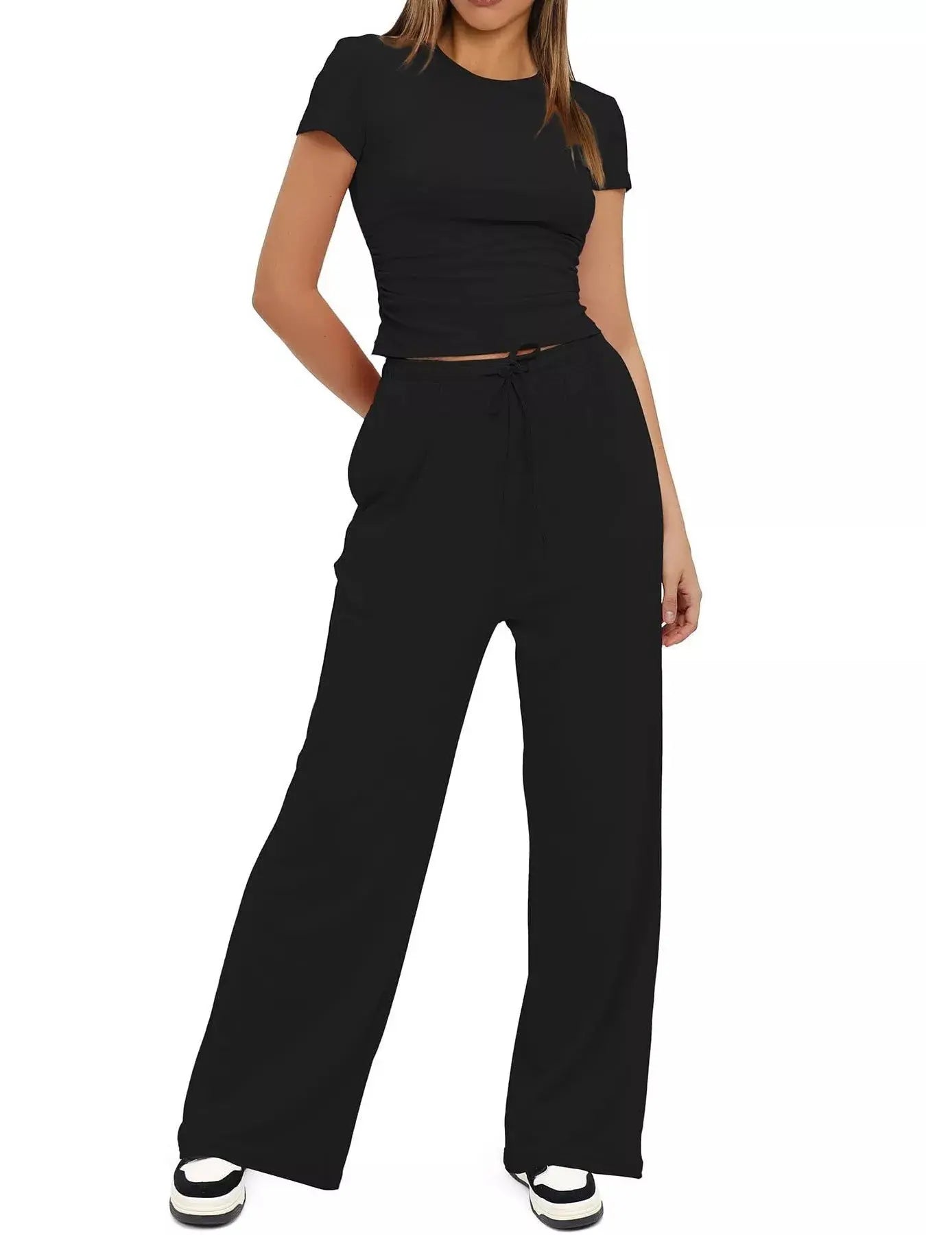 Short Sleeve Top and Drawstring Pants Set - Street’s Boutique