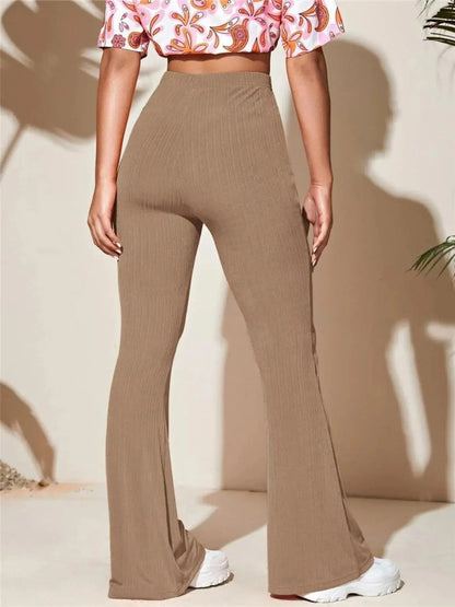 Full Size High-Waist Flare Active Pants Plus Size - Street’s Boutique