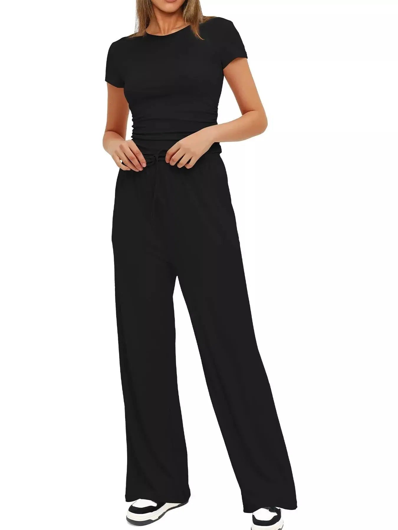 Short Sleeve Top and Drawstring Pants Set - Street’s Boutique