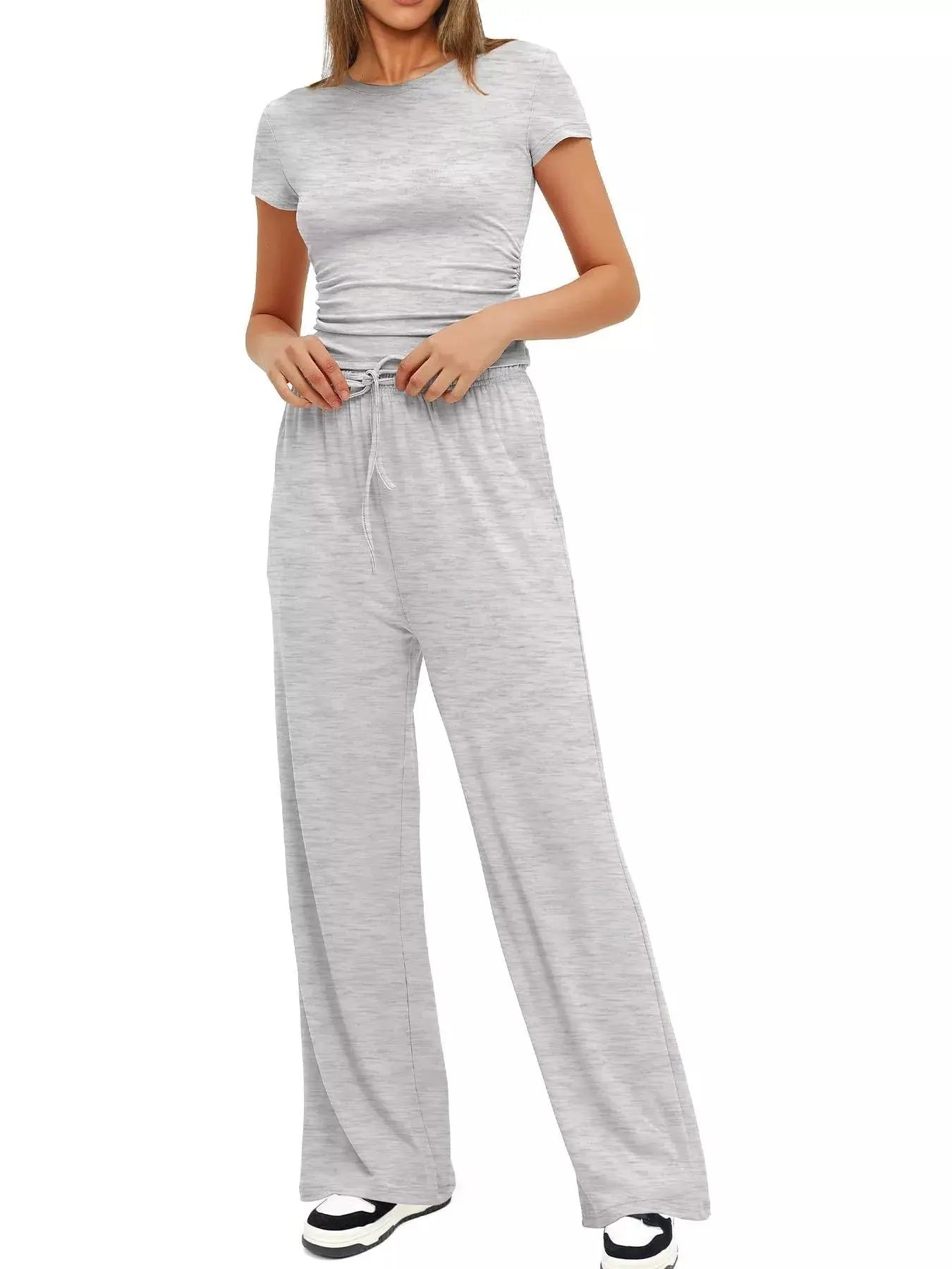 Short Sleeve Top and Drawstring Pants Set - Street’s Boutique
