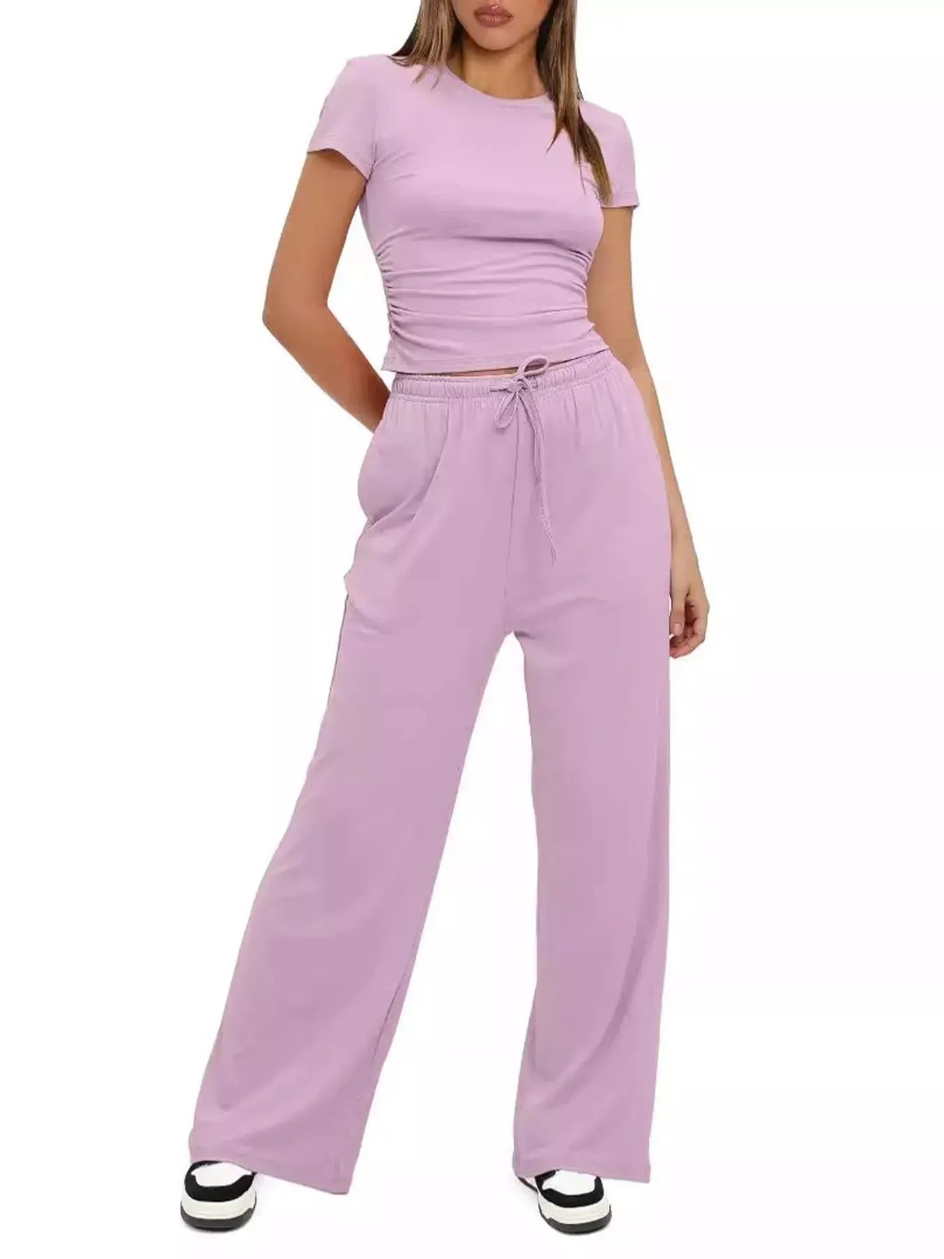 Short Sleeve Top and Drawstring Pants Set - Street’s Boutique