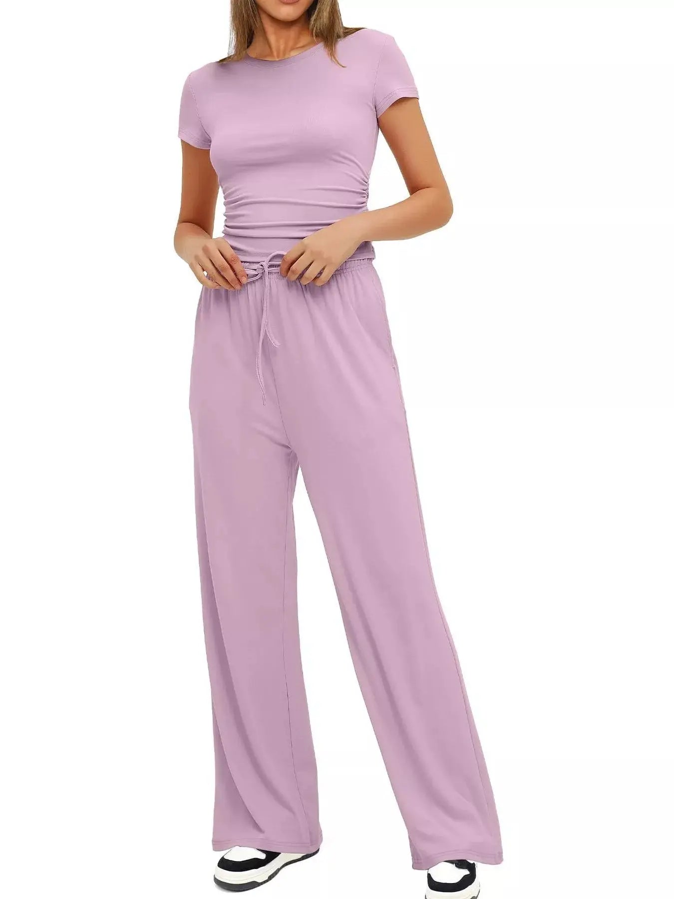 Short Sleeve Top and Drawstring Pants Set - Street’s Boutique