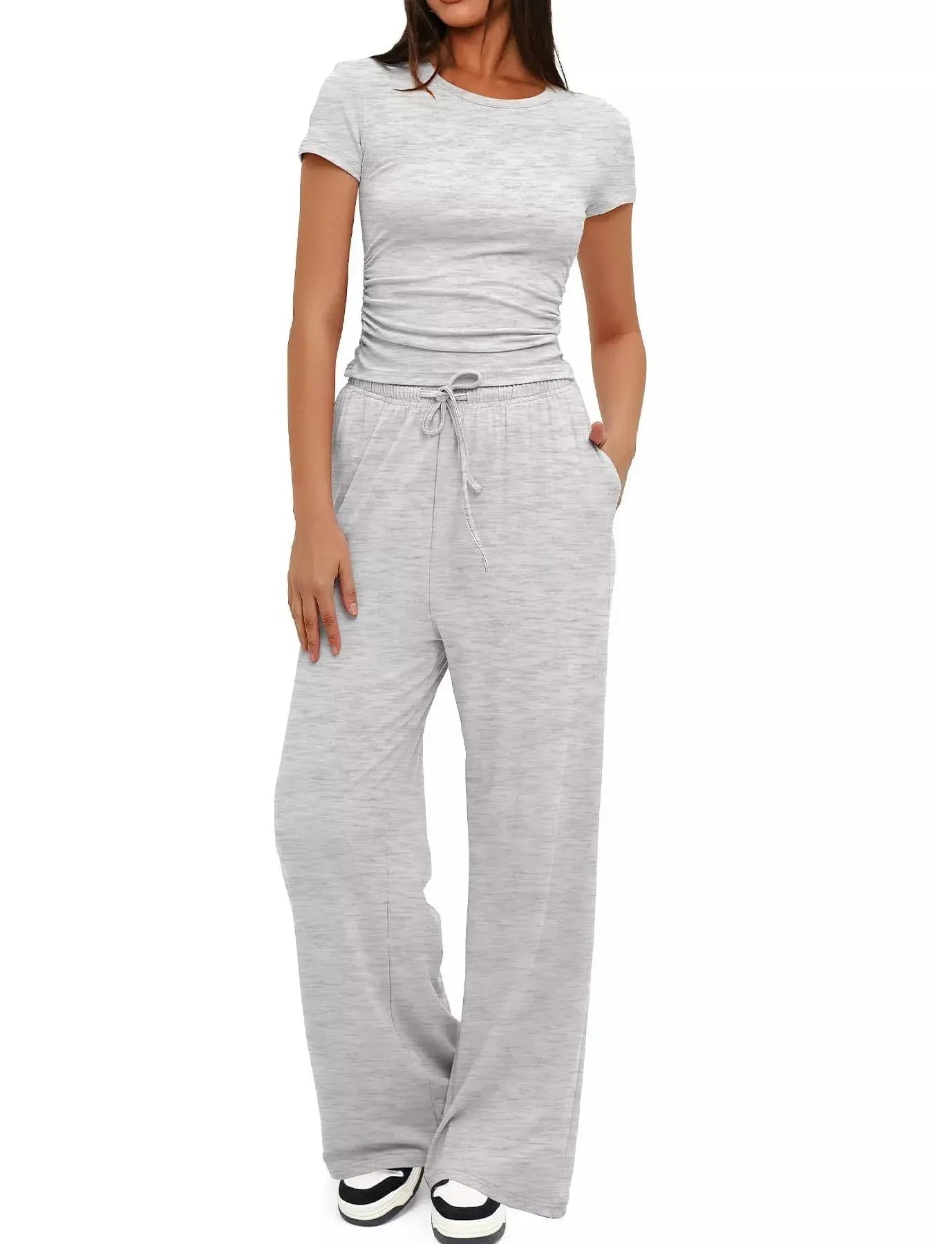 Short Sleeve Top and Drawstring Pants Set - Street’s Boutique