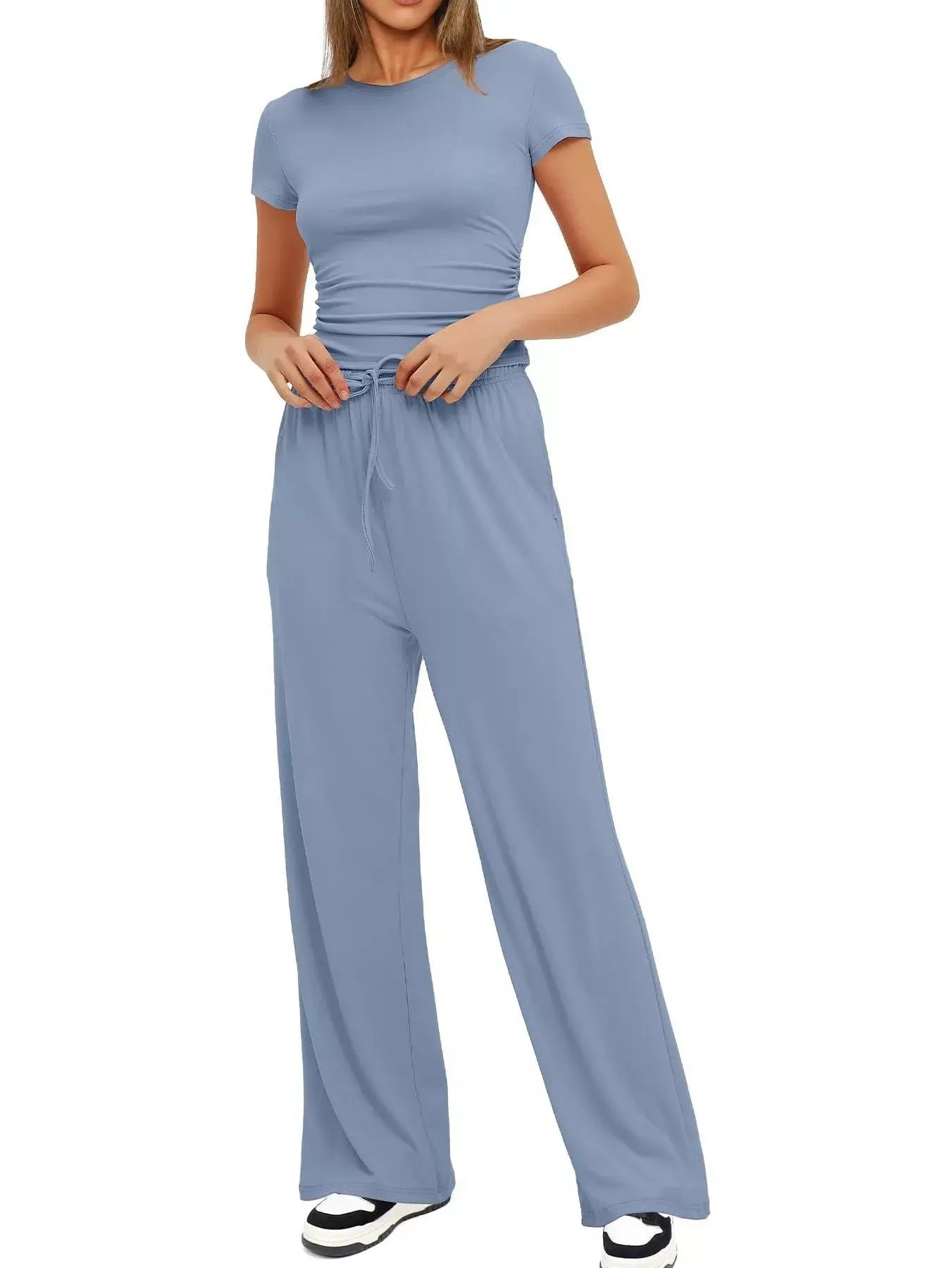 Short Sleeve Top and Drawstring Pants Set - Street’s Boutique