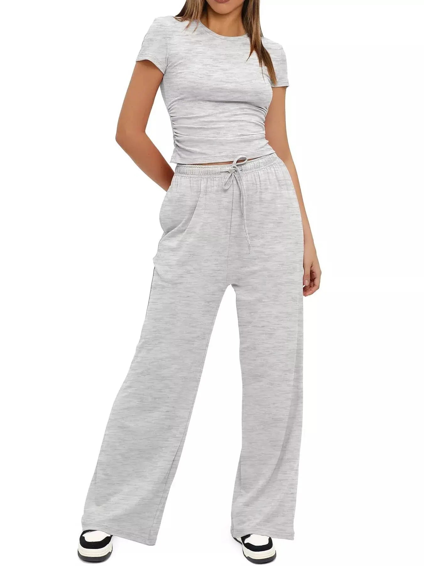 Short Sleeve Top and Drawstring Pants Set - Street’s Boutique