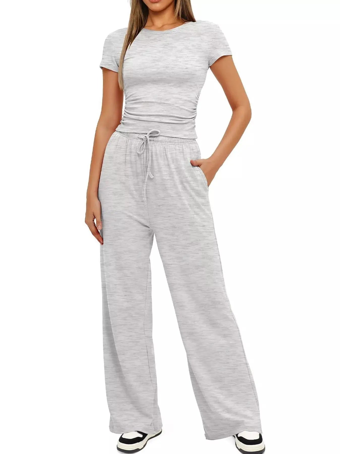 Short Sleeve Top and Drawstring Pants Set - Street’s Boutique