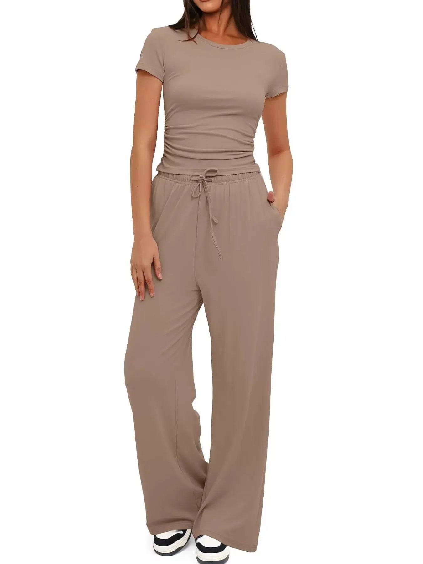 Short Sleeve Top and Drawstring Pants Set - Street’s Boutique