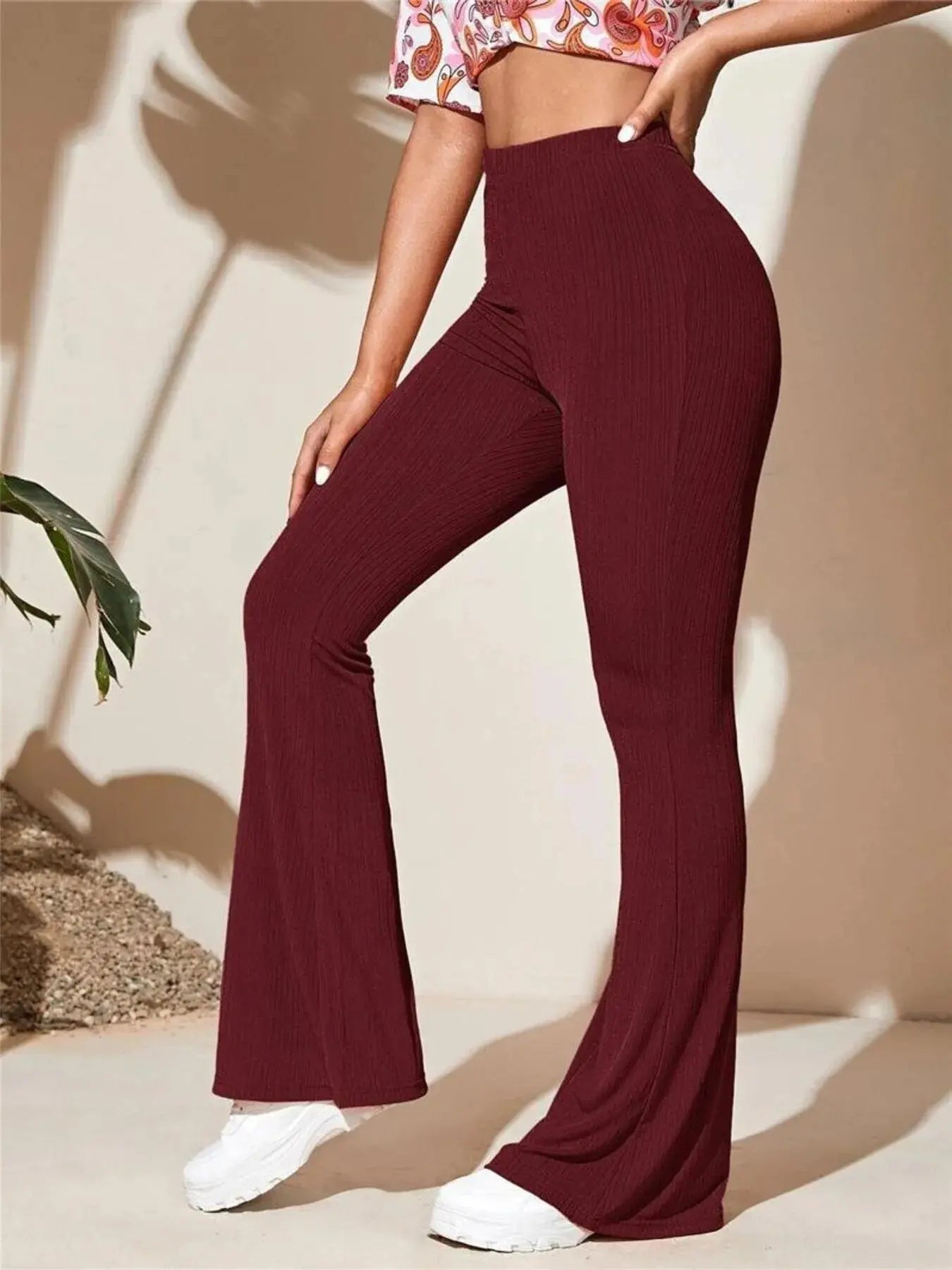 Full Size High-Waist Flare Active Pants Plus Size - Street’s Boutique