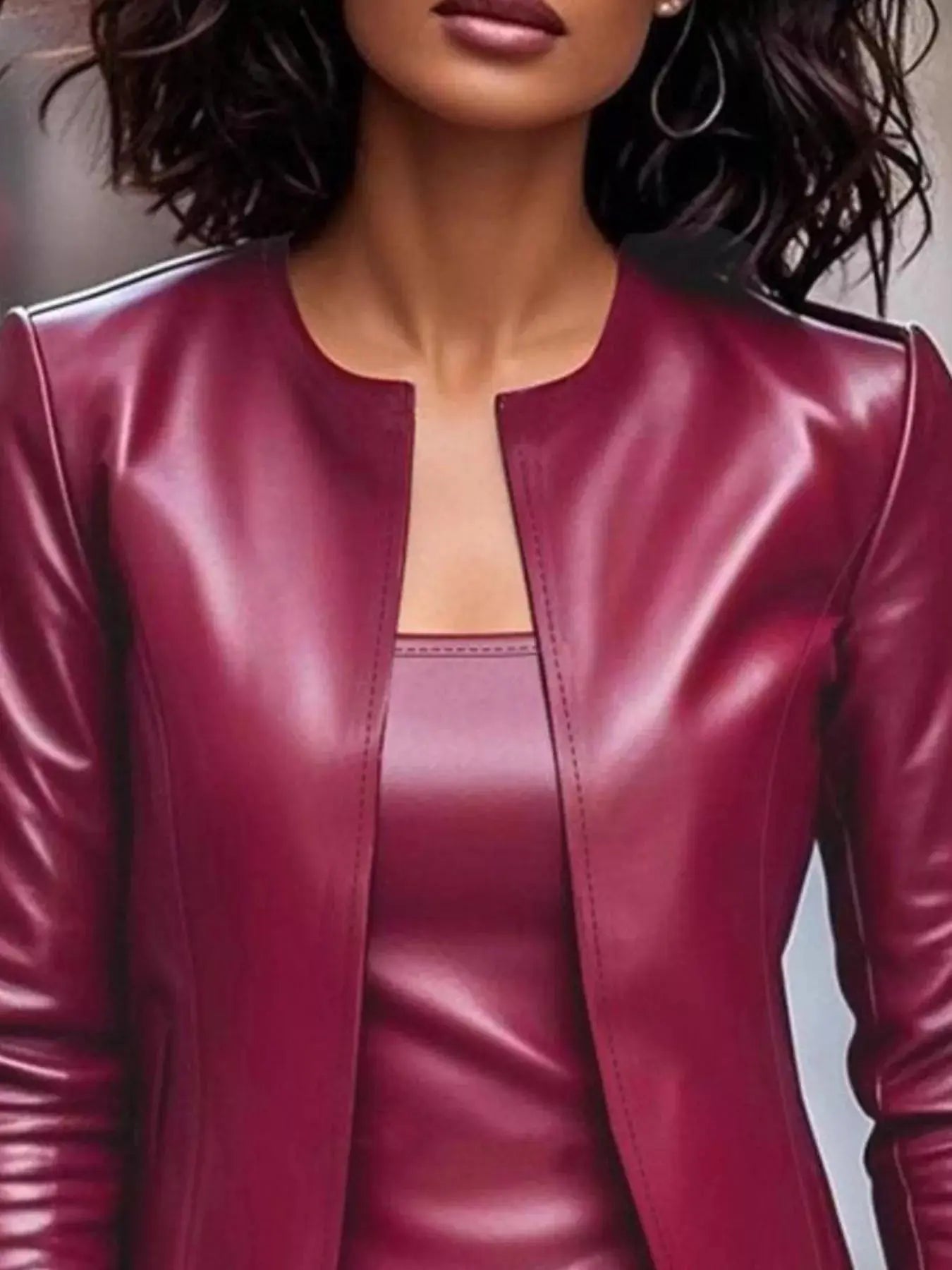 Open Front Leather Jacket & Dress Set - Street’s Boutique