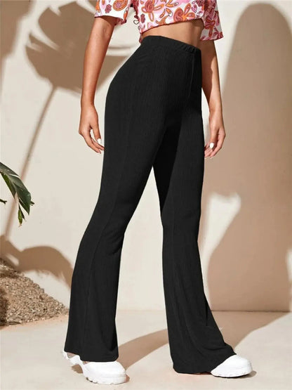 Full Size High-Waist Flare Active Pants Plus Size - Street’s Boutique