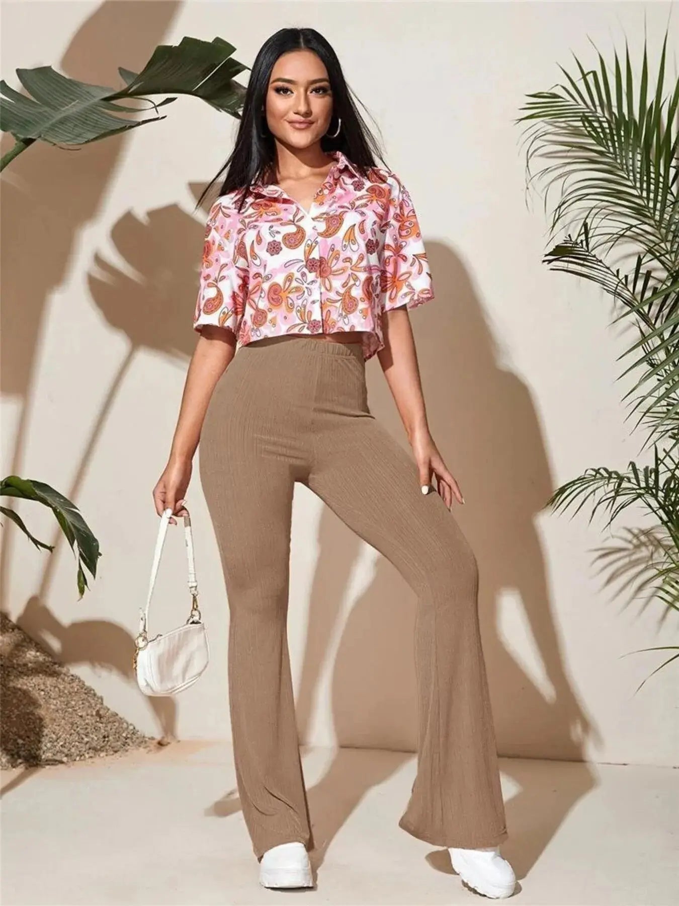 Full Size High-Waist Flare Active Pants Plus Size - Street’s Boutique