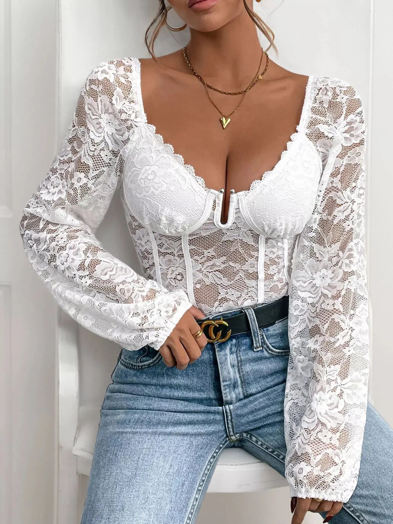 Lace Long Sleeve Bodysuit - Street’s Boutique