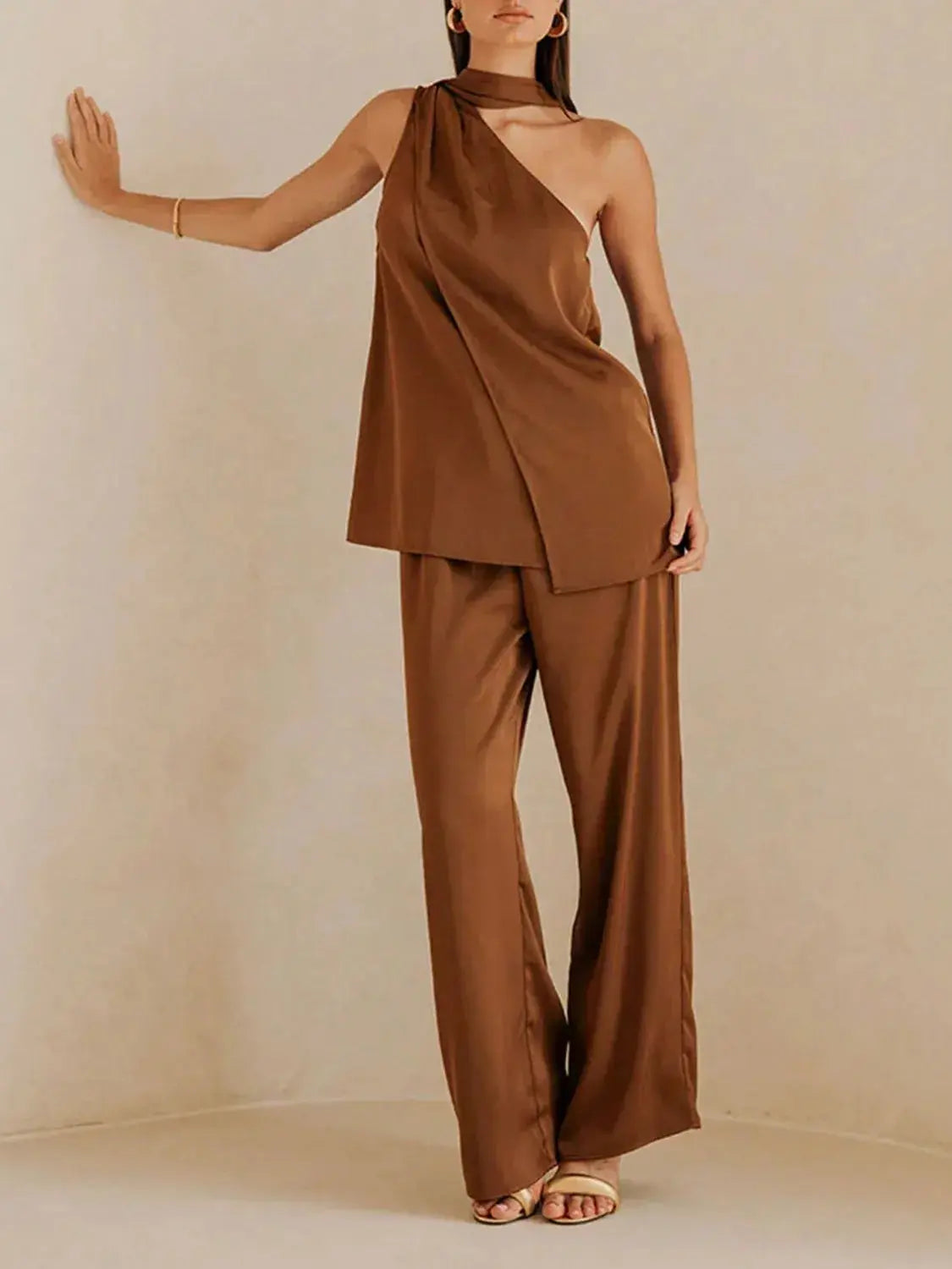 Single Shoulder Top and Pants Set - Street’s Boutique
