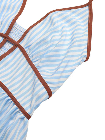 Striped Halter Neck Maxi Dress - Street’s Boutique